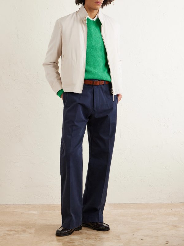 Leather-Trimmed Virgin Wool, Cashmere and Silk-Blend Canvas Jacket - OU