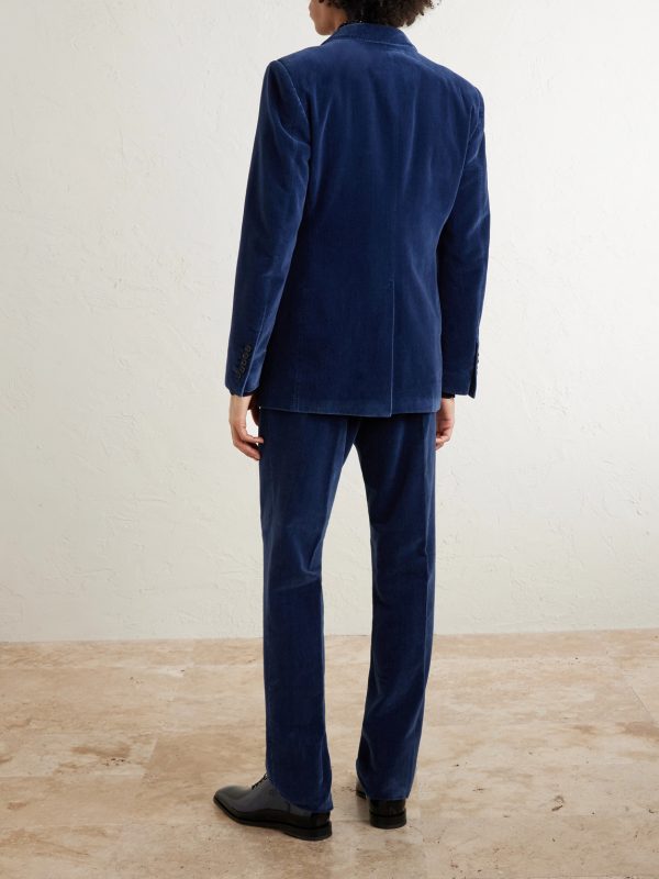 Tapered Cotton-Velvet Tuxedo Trousers - BK Tapered Cotton-Velvet Tuxedo Trousers - BK