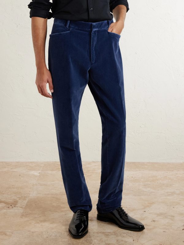 Tapered Cotton-Velvet Tuxedo Trousers - FR Tapered Cotton-Velvet Tuxedo Trousers - FR