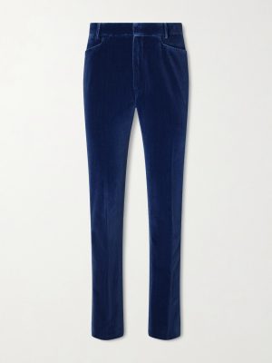 Tapered Cotton-Velvet Tuxedo Trousers