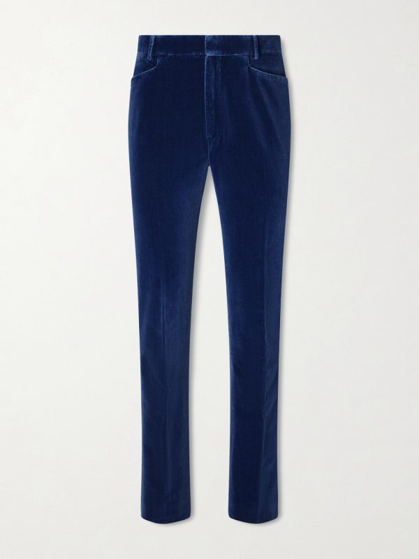 Tapered Cotton-Velvet Tuxedo Trousers Tapered Cotton-Velvet Tuxedo Trousers