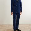 Tapered Cotton-Velvet Tuxedo Trousers - OU Tapered Cotton-Velvet Tuxedo Trousers - OU