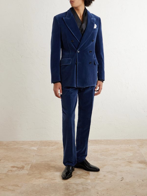 Tapered Cotton-Velvet Tuxedo Trousers - OU Tapered Cotton-Velvet Tuxedo Trousers - OU