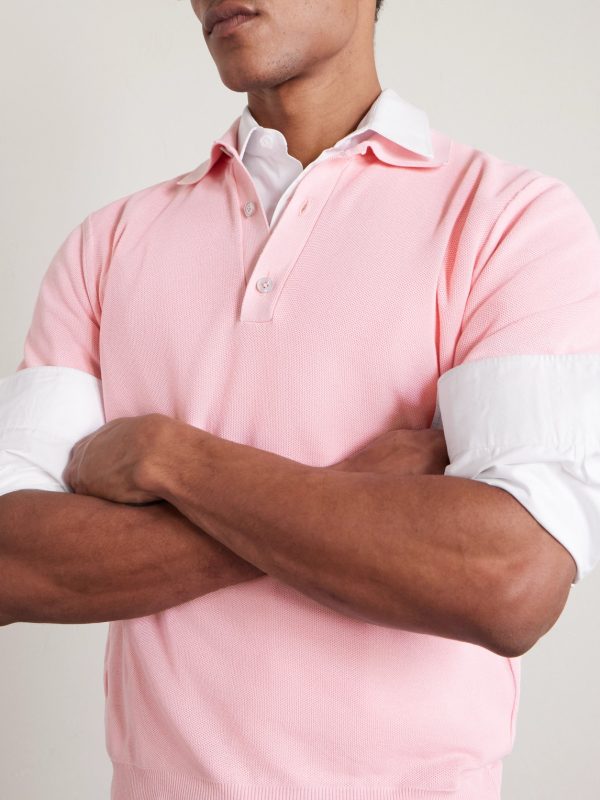 Silk and Cotton-Blend Piqué Polo Shirt - CU Silk and Cotton-Blend Piqué Polo Shirt - CU