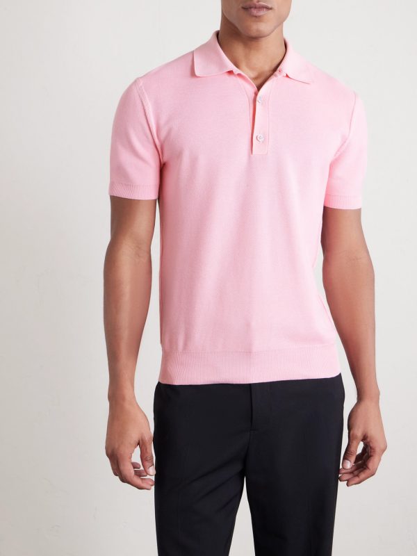 Silk and Cotton-Blend Piqué Polo Shirt - FR Silk and Cotton-Blend Piqué Polo Shirt - FR