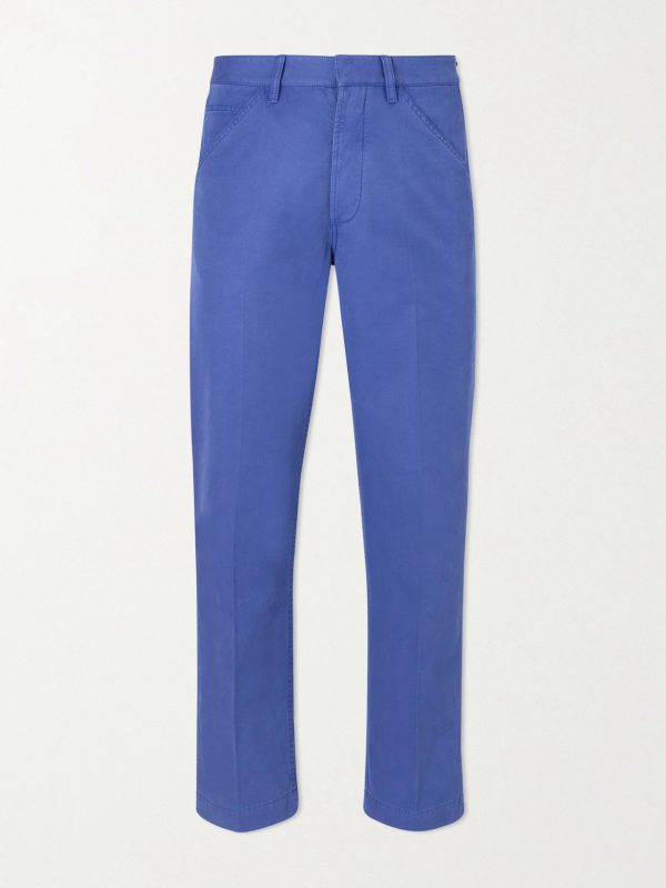 Straight-Leg Cotton-Twill Trousers