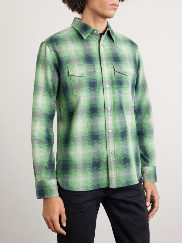 Slim-Fit Checked Cotton-Flannel Shirt - FR Slim-Fit Checked Cotton-Flannel Shirt - FR