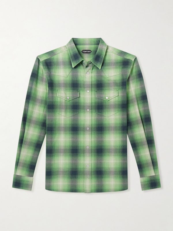 Slim-Fit Checked Cotton-Flannel Shirt Slim-Fit Checked Cotton-Flannel Shirt