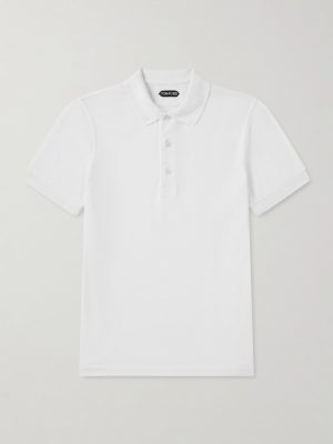 Slim-Fit Lyocell and Cotton-Blend Piqué Polo Shirt Slim-Fit Lyocell and Cotton-Blend Piqué Polo Shirt