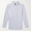 Button-Down Collar Striped Cotton and Lyocell-Blend Oxford Shirt Button-Down Collar Striped Cotton and Lyocell-Blend Oxford Shirt