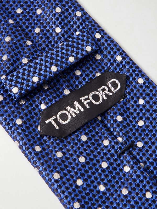 8cm Embroidered Polka-Dot Silk-Jacquard Tie - CU 8cm Embroidered Polka-Dot Silk-Jacquard Tie - CU