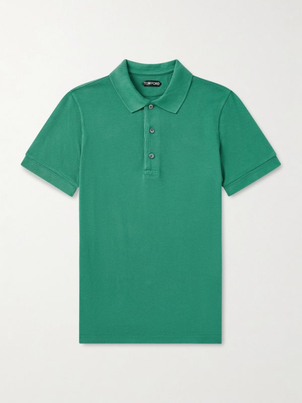 Slim-Fit Lyocell and Cotton-Blend Piqué Polo Shirt Slim-Fit Lyocell and Cotton-Blend Piqué Polo Shirt