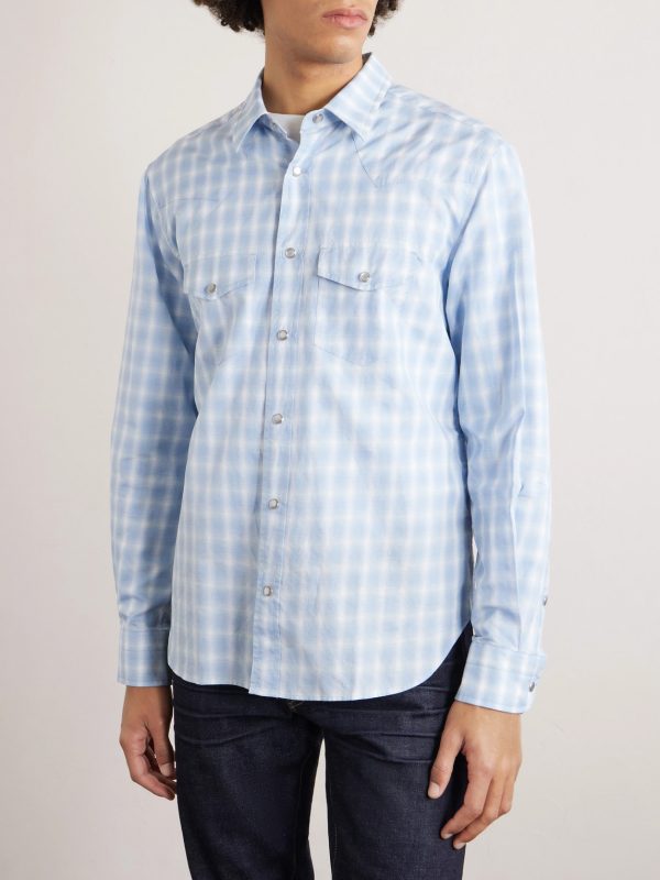 Slim-Fit Checked Cotton and Linen-Blend Shirt - FR Slim-Fit Checked Cotton and Linen-Blend Shirt - FR
