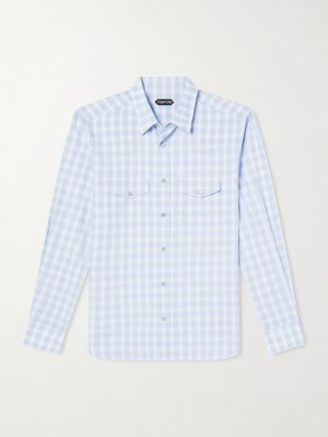 Slim-Fit Checked Cotton and Linen-Blend Shirt Slim-Fit Checked Cotton and Linen-Blend Shirt