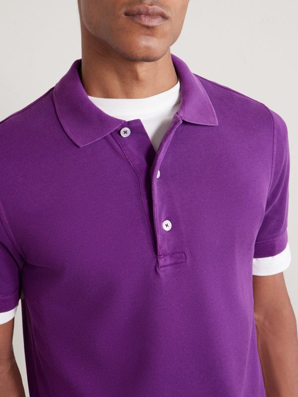Slim-Fit Lyocell and Cotton-Blend Piqué Polo Shirt - CU