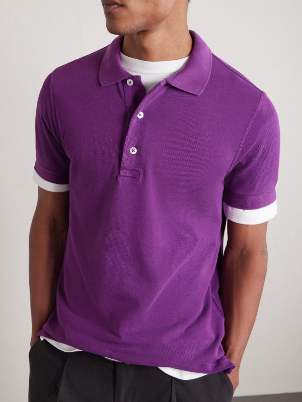 Slim-Fit Lyocell and Cotton-Blend Piqué Polo Shirt - FR