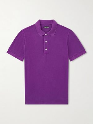 Slim-Fit Lyocell and Cotton-Blend Piqué Polo Shirt