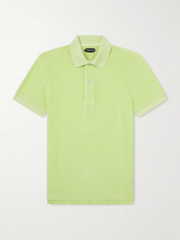 Slim-Fit Cotton-Blend Terry Polo Shirt Slim-Fit Cotton-Blend Terry Polo Shirt