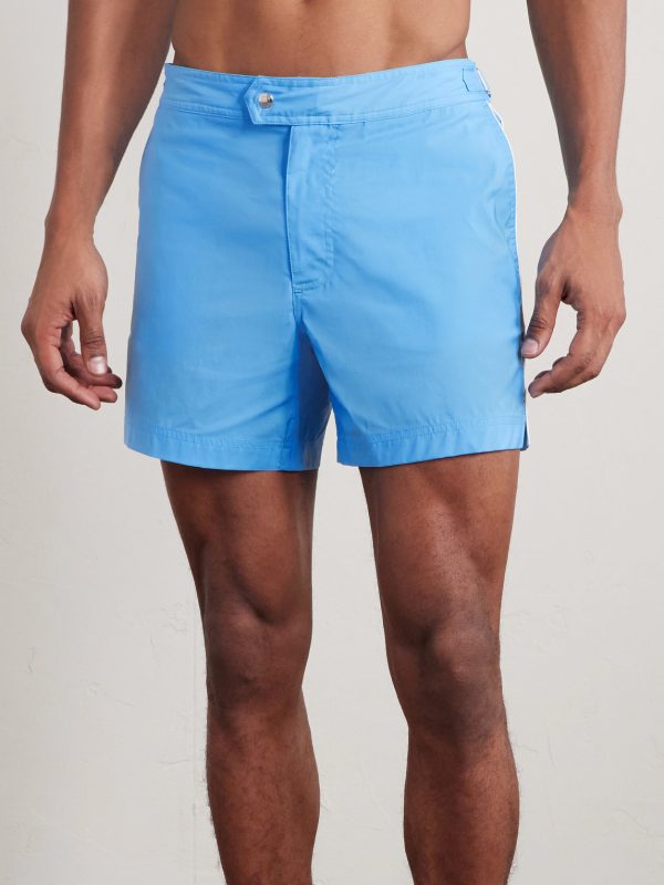 Straight-Leg Mid-Length Piped Swim Shorts - FR Straight-Leg Mid-Length Piped Swim Shorts - FR