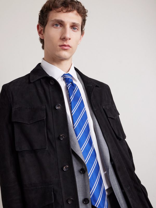 8cm Striped Silk-Jacquard Tie - OU