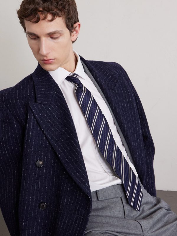 8cm Striped Silk-Jacquard Tie - OU