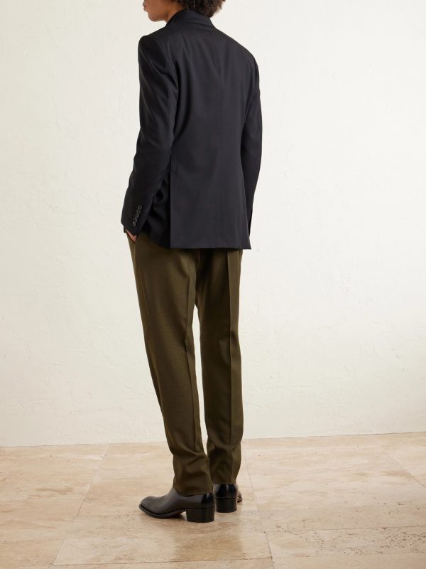 Atticus Straight-Leg Wool, Cashmere and Silk-Blend Canvas Suit Trousers - BK