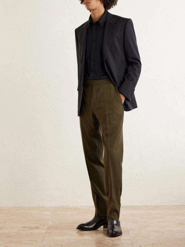 Atticus Straight-Leg Wool, Cashmere and Silk-Blend Canvas Suit Trousers - OU