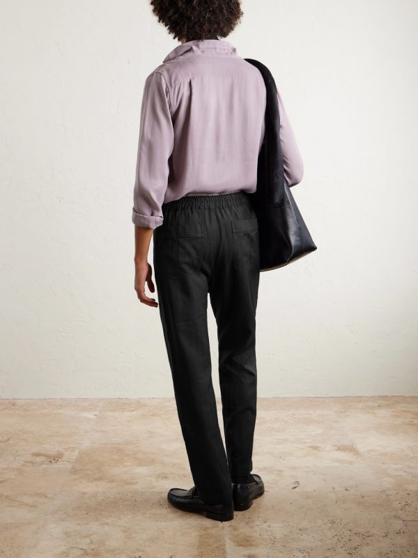 Cotton and Silk-Blend Herringbone Trousers - BK Cotton and Silk-Blend Herringbone Trousers - BK