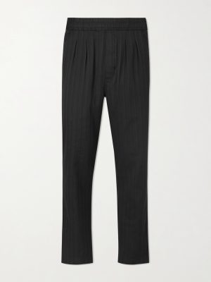 Cotton and Silk-Blend Herringbone Trousers Cotton and Silk-Blend Herringbone Trousers