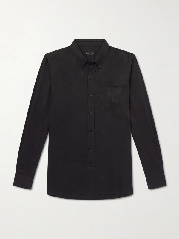 Button-Down Collar Lyocell-Gabardine Shirt