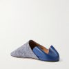 Babouche Collapsible-Heel Leather and Striped Linen Loafers - BK Babouche Collapsible-Heel Leather and Striped Linen Loafers - BK