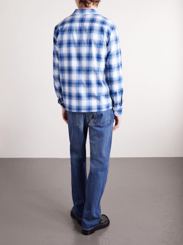 Convertible-Collar Checked Cotton-Flannel Shirt - BK