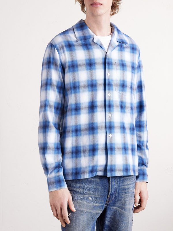 Convertible-Collar Checked Cotton-Flannel Shirt - FR