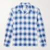 Convertible-Collar Checked Cotton-Flannel Shirt