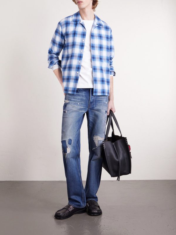 Convertible-Collar Checked Cotton-Flannel Shirt - OU