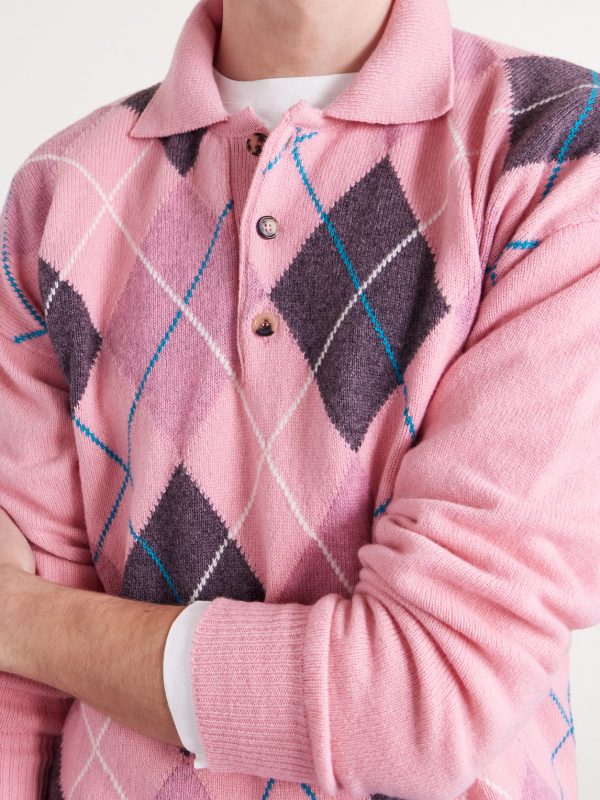 + Pringle Argyle Wool Polo Shirt - CU + Pringle Argyle Wool Polo Shirt - CU