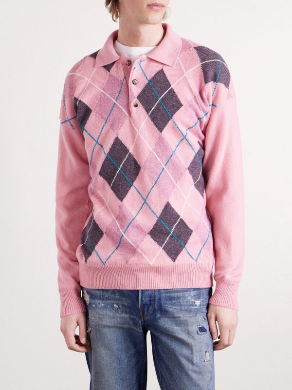 + Pringle Argyle Wool Polo Shirt - FR + Pringle Argyle Wool Polo Shirt - FR