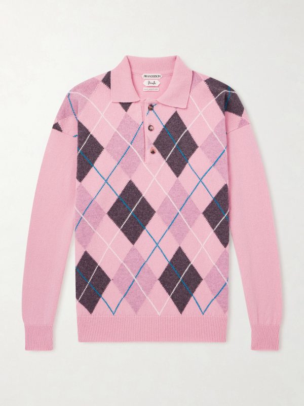 + Pringle Argyle Wool Polo Shirt + Pringle Argyle Wool Polo Shirt