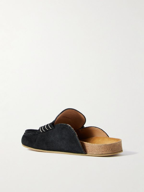 Stitch Loafer Waxed-Suede Mules - BK Stitch Loafer Waxed-Suede Mules - BK