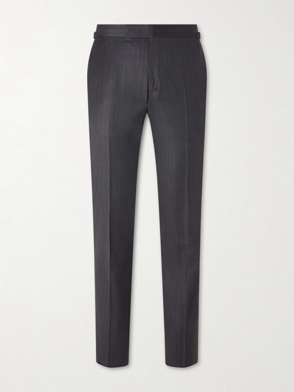 Straight-Leg Herringbone Wool and Silk-Blend Suit Trousers Straight-Leg Herringbone Wool and Silk-Blend Suit Trousers
