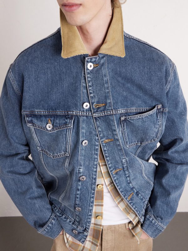 Corduroy-Trimmed Denim Jacket - CU Corduroy-Trimmed Denim Jacket - CU