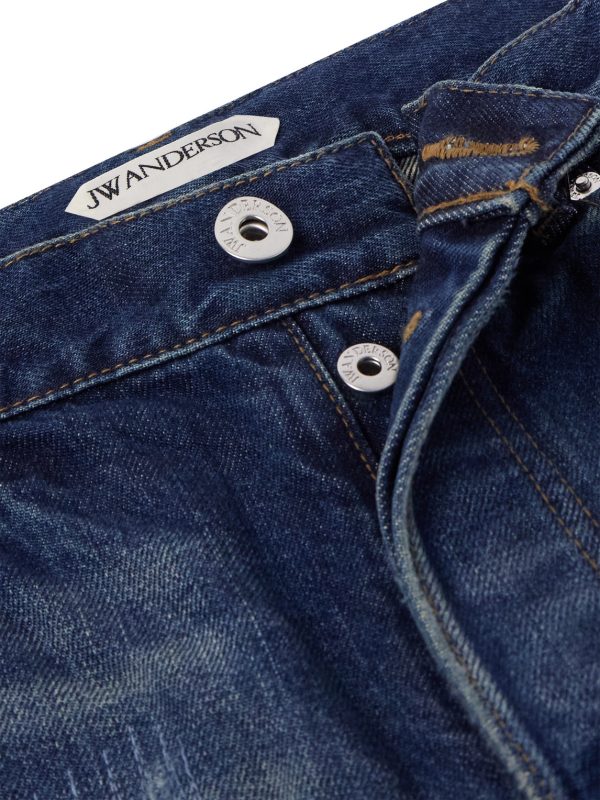 Straight-Leg Distressed Patchwork Jeans - CU