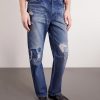 Straight-Leg Distressed Patchwork Jeans - FR