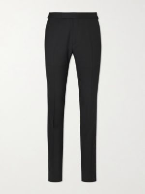Straight-Leg Wool Suit Trousers
