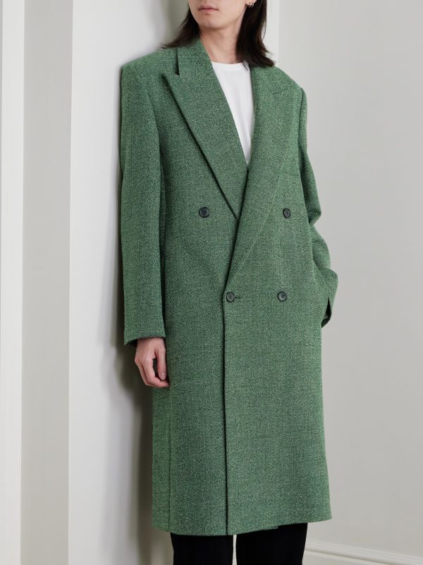 Double-Breasted Flecked Wool-Tweed Coat - FR Double-Breasted Flecked Wool-Tweed Coat - FR