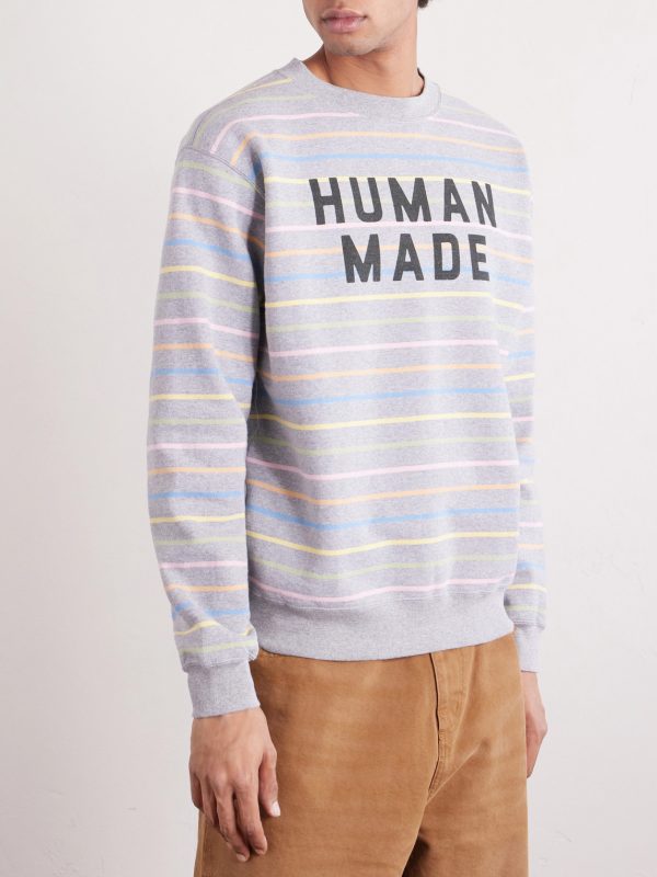 Logo-Print Striped Cotton-Jersey Sweatshirt - FR Logo-Print Striped Cotton-Jersey Sweatshirt - FR