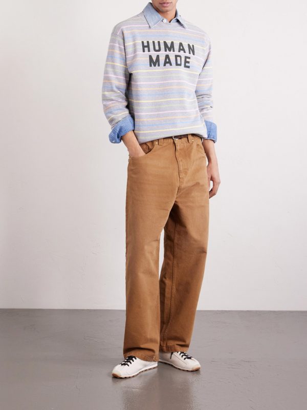 Logo-Print Striped Cotton-Jersey Sweatshirt - OU Logo-Print Striped Cotton-Jersey Sweatshirt - OU