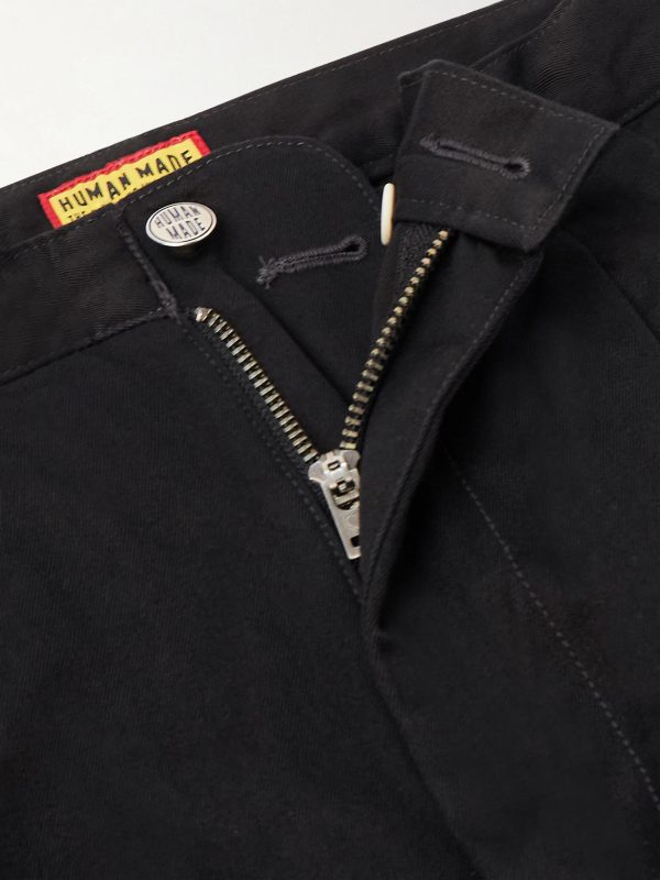 Wide-Leg Logo-Embroidered Pleated Cotton-Twill Chinos - E1 Wide-Leg Logo-Embroidered Pleated Cotton-Twill Chinos - E1