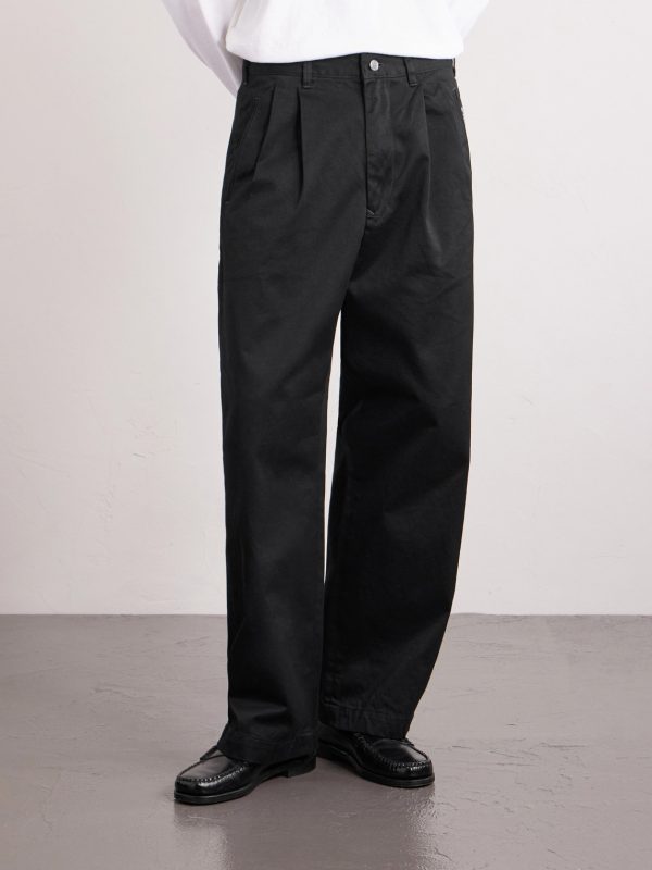 Wide-Leg Logo-Embroidered Pleated Cotton-Twill Chinos - FR Wide-Leg Logo-Embroidered Pleated Cotton-Twill Chinos - FR