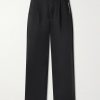 Wide-Leg Logo-Embroidered Pleated Cotton-Twill Chinos Wide-Leg Logo-Embroidered Pleated Cotton-Twill Chinos